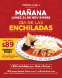 Día de las Enchiladas Potzollcalli 24 de Noviembre: Orden de enchiladas a sólo $89 hoy