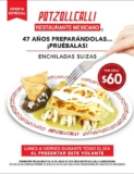 Cupón Potzollcalli de enchiladas suizas a sólo $60 (válido sólo en sucursal Universidad)