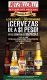 En Potzollcalli promoción lunes de septiembre: cervezas a $1 peso comprando un pozole