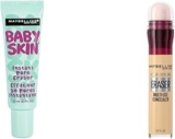 Combo Maybelline primer Baby Skin Pore Eraser + corrector de maquillaje Instant Age Rewind bajan de precio