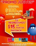 Promo Jueves Cinemex: $15 en puntos Payback en consumos de $100 o más