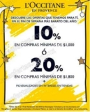 Promoción L’Occitane El Buen Fin 2018: del 10% al 20% de descuento en compras a partir de $1,000