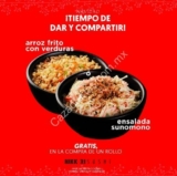 Promoción Nikkori Sushi: arroz frito o ensalada GRATIS comprando un rollo