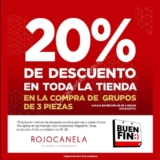 Promoción Rojocanela El Buen Fin 2018: 20% de descuento en toda la tienda