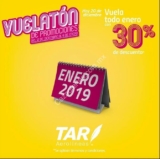 Promoción TAR Vuelatón de Precios: 30% de descuento en todos los vuelos de Enero 2019