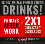 Promoción TGI Fridays After Work: 2×1 en cervezas y destilados de las 6:00 al cierre