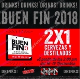 Promoción TGI Fridays El Buen Fin 2018: 2×1 en cervezas y tragos