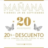 Promoción Tanya Moss 20 Aniversario: 20% de descuento en compra de 2 piezas o más hoy 29 de septiembre