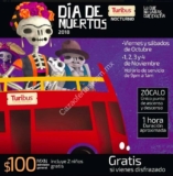 Promoción Turibus Día de Muertos 2018: Gratis si vas disfrazado los viernes y sábados en la noche