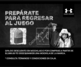 Promoción Under Armour Regreso a Clases: mochila Gratis en compras de $2,999