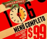 Promoción Wings Army 1 to 6: Menú completo a $99 de lunes a viernes de 1 a 6