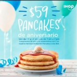 Promoción IHOP 59 aniversario: 3 Buttermilk Pancakes por $59 pesos esta semana