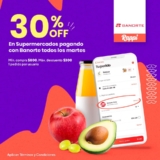 Promoción Rappi los martes 30% de descuento en supermercados pagando con Banorte