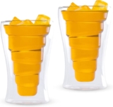 Juego de 2 vasos de vidrio de doble pared en espiral bajan a su menor precio
