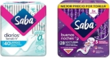 Combo Saba con 40 protectores diarios Sensiti-V + 28 toallas Buenas Noches Nocturna bajan a un excelente precio
