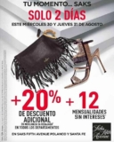 En Saks Fifth Avenue 20% de descuento + 12 MSI en todo lo ya rebajado