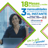 En Sams Club 18 meses sin intereses + 3 de bonificación con Citi Banamex del 5 al 10 de septiembre