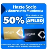 Cupón 50% de descuento en Membresías seleccionadas en Sam’s Club