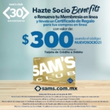 En Sams Club hazte socio Benefits o Renueva tu membresía y llévate un certificado de regalo de $300