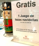 En Sanborns juego de tazas navideñas Gratis en la compra de $2,499 en perfumería