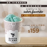 Promoción Santa Clara: Litros de helado a sólo $159 de viernes a domingo