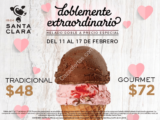 Promoción Santa Clara San Valentín: Helado doble a precio especial esta semana desde $48