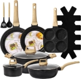 Batería de cocina de granito antiadherente de 15 piezas en su precio más bajo