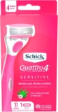 3×2 en Rastrillo con cartucho de repuesto Schick Quattro 4 Sensitive para mujeres