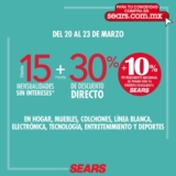 Promoción Sears fin de semana: Hasta 15 msi + 30% de descuento en hogar, electrónica, línea blanca y más