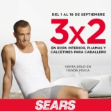 En Sears 3×2 en ropa interior, pijamas y calcetines para caballero del 1 al 19 de septiembre