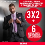 En Sears 3×2 en trajes, sacos, pantalones, corbatas y camisas de vestir para caballeros