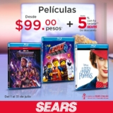En Sears películas Blu-Ray desde $49 pesos