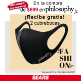 Compra $699 en la marca Philosophy Jr en Sears y llévate de regalo 2 cubre bocas
