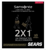 Promoción Sears Samsonite 110 Aniversario: 2×1 en artículos seleccionados