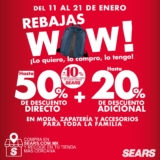 Sears Segundas Rebajas Wow de hasta 50% de descuento + 20% adicional en ropa, calzado y accesorios