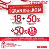 Sears Venta de Etiqueta Roja Febrero 2021: hasta 50% de descuento + 18 msi