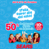 Promoción Sears Super Día del Niño: hasta 50% de descuento + 10% adicional en juguetería