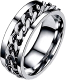 Anillo de cadena para hombre de acero inoxidable baja de precio + 3 meses sin intereses