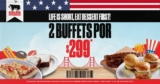 Cupón Sirloin Stockade 2 buffets por $299 de lunes a viernes durante noviembre