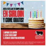 Cupón Sirloin Stockade cumpleañeros 2022: Come GRATIS el día de tu cumpleaños