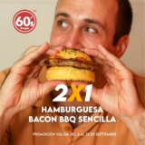 Promoción de la semana Sixties Burger: 2×1 en hamburguesa bacon BBQ sencilla