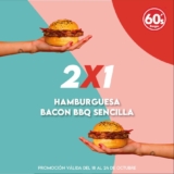 2×1 en hamburguesa Bacon BBQ Sencilla esta semana en Sixties Burger