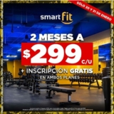 Promoción Smart Fit: 2 meses a $299 c/u + inscripción gratis sólo hasta hoy