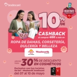 Promo Día de las Madres Del Sol y Woolworth: 10% de Cashback en Damas y hasta 30% de descuento en cosméticos