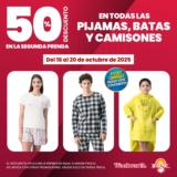 Segundo a mitad de precio en pijamas, batas y camisones en Del Sol y Woolworth