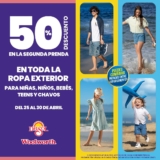 En Del Sol y Woolworth segundo a mitad de precio en toda la ropa exterior para bebés, niños y jóvenes