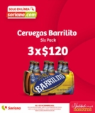3 Six Pack de cerveza Barrilito a $120 en Soriana.com