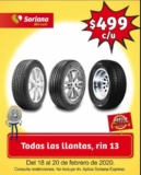 En Soriana Mercado todas las llantas rin 13 a $499