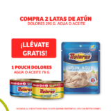 Promo Soriana de pouch de atún Gratis en la compra de 2 latas de atún Dolores