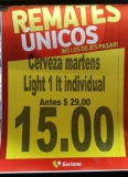 En Soriana caguama de cerveza Martens Light 1 L a $15 pesos